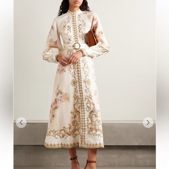 Meet the Posher Dresses & Skirts - NWOT zimmermann Ivory Floral & Gold Embroidered Maxi Dress with Belt